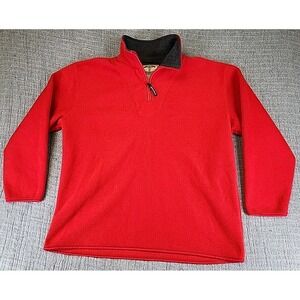 Carolyn Taylor Womens Red Soft 1/4 Zip Mock Neck Fleece Sweater Size Large L